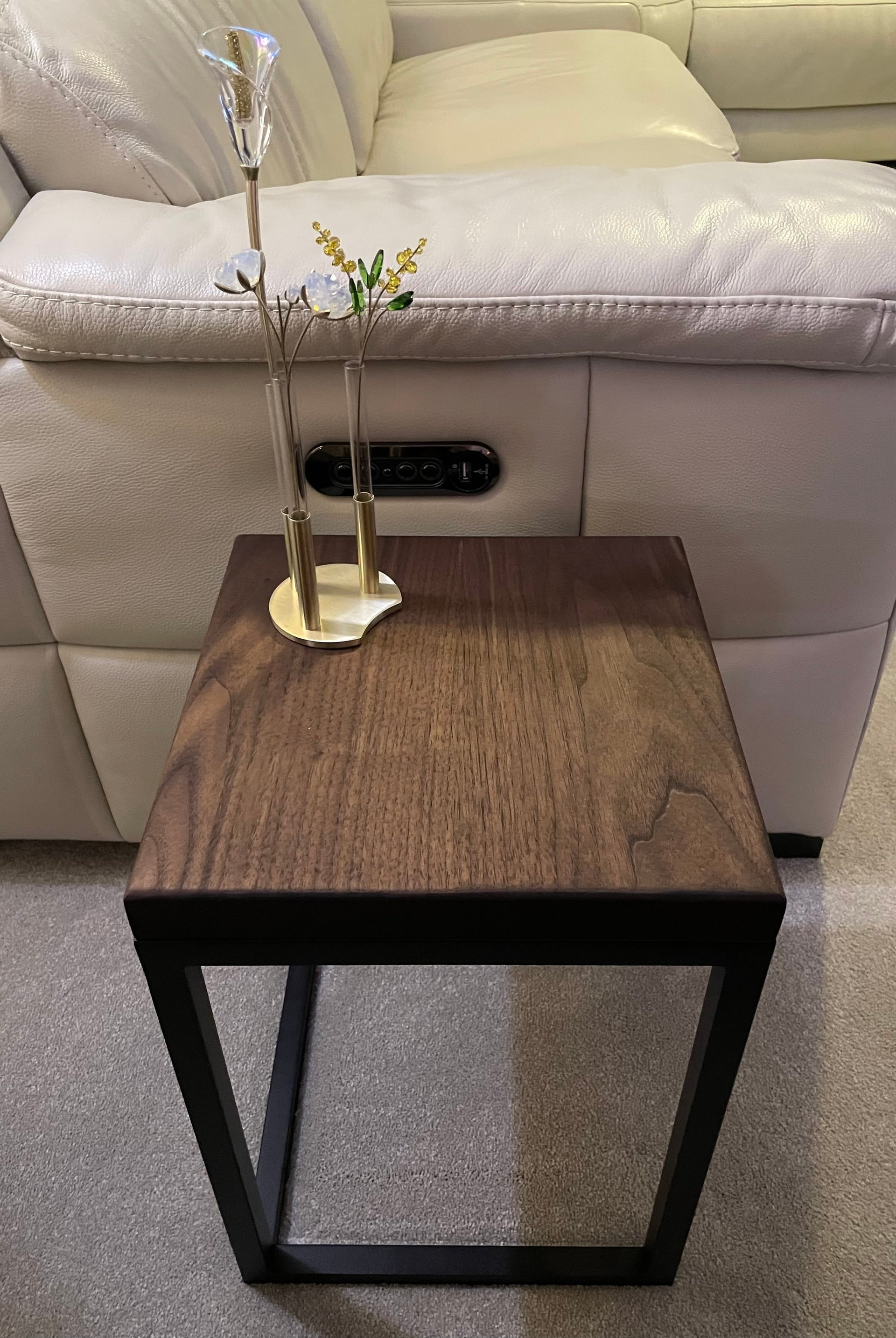 Black walnut nest of tables with steel legs and Rubio Monocoat finish