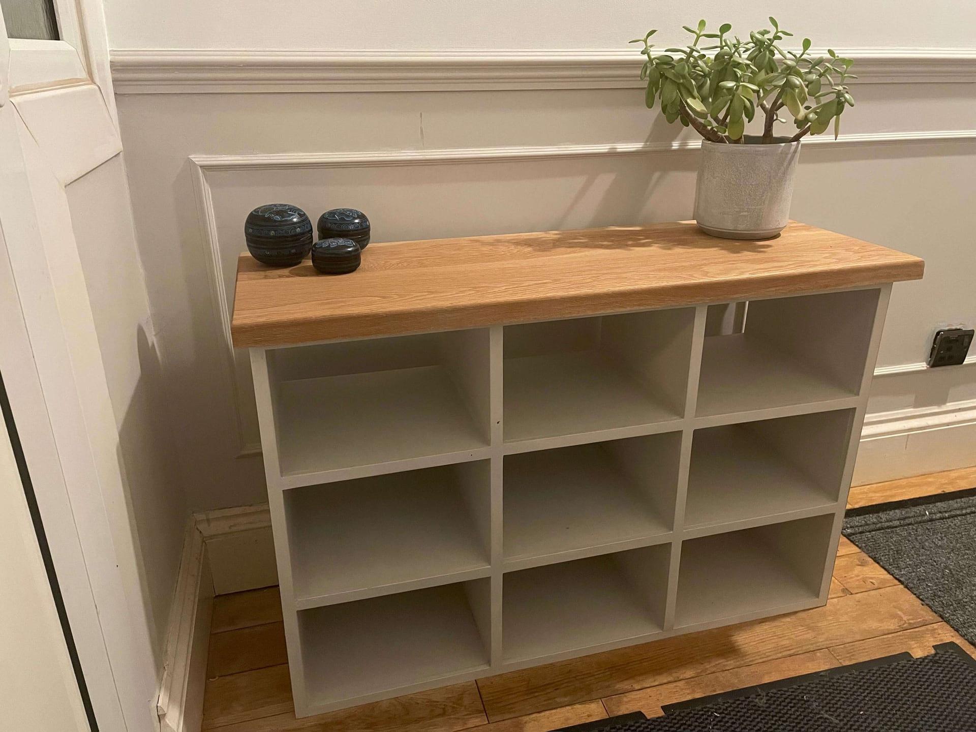 Hardwood Shoe Storage Bench — handmade in Staffordshire by Kingsley Woodwork